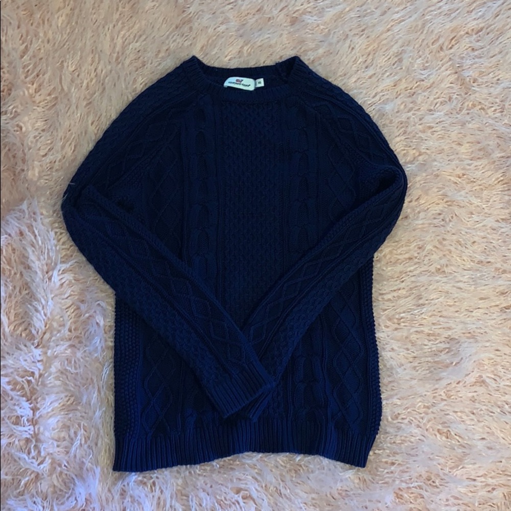 Vineyard vines navy blue cotton cable knit sweater